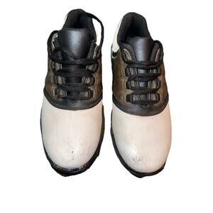 Footjoy Boys Greenjoys White Brown Lace Up Golf Cleats Shoes Size 4 M